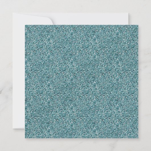 Elegant Blauwgroen Faux Glitter Invite met Bow Kaart (Achterkant)