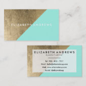 Elegant blauwgroen faux Gold foil modern make-up k Visitekaartje (Voorkant / Achterkant)