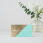 Elegant blauwgroen faux Gold foil modern make-up k Visitekaartje (Staand voorkant)