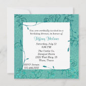 Elegant Blauwgroen Fleur verjaardagsuitnodiging Kaart (Voorkant)