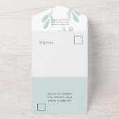 Elegant Blauwgroen Foliage Waterverf Wedding All In One Uitnodiging (Buitenkant)