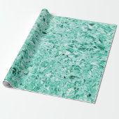 elegant blauwgroen foliepatroon cadeaupapier (Uitgerold)