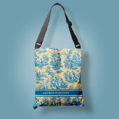 Elegant  blauwgroen geel toile de jouy bedrukt crossbody tas