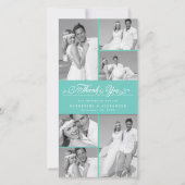 Elegant Blauwgroen gescand Band 6 Foto Chic Weddin Bedankkaart (Voorkant)