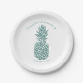 Elegant Blauwgroen Glitter Ananas Quinceanera Part Papieren Bordje (Voorkant)