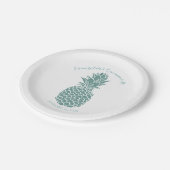 Elegant Blauwgroen Glitter Ananas Quinceanera Part Papieren Bordje (Gekanteld)