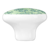 Elegant Blauwgroen glitter bloempatroon Keramische Knop (Zijkant)