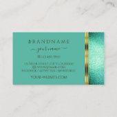 Elegant Blauwgroen Glitter Gold Border met Logo Visitekaartje (Achterkant)
