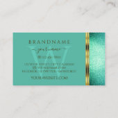 Elegant Blauwgroen Glitter Gold Border Monogram Visitekaartje (Achterkant)
