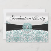 Elegant Blauwgroen Glitter Graduation Party Kaart (Voorkant)