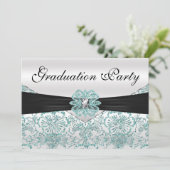Elegant Blauwgroen Glitter Graduation Party Kaart (Staand voorkant)