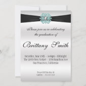 Elegant Blauwgroen Glitter Graduation Party Kaart (Achterkant)