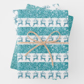 Elegant Blauwgroen Glitter-kerstrendiertje Silhoue Inpakpapier Vel (In situ)