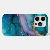 Elegant Blauwgroen Glitter Marmeren iPhone 15 Pro Case-Mate iPhone Case (Achterkant (horizontaal))