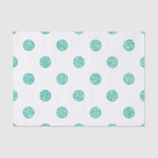 Elegant Blauwgroen Glitter Polka Dots Patroon Tissuepapier (Voorkant)