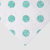 Elegant Blauwgroen Glitter Polka Dots Patroon Tissuepapier (Detail)
