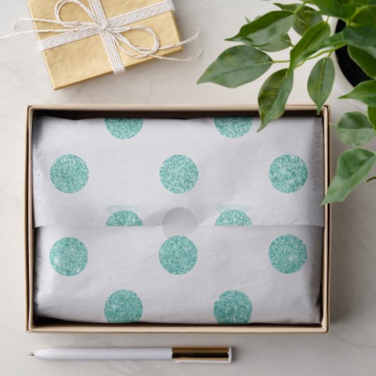 Elegant Blauwgroen Glitter Polka Dots Patroon Tissuepapier (Geschenk)
