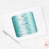 Elegant Blauwgroen Glitter Product Labels monogram (Envelop)