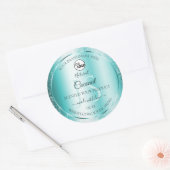 Elegant Blauwgroen Glitter Product Labels monogram (Envelop)