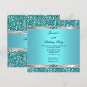 Elegant Blauwgroen Glitter Silver Diamond Pearl Bi Kaart (Voorkant / Achterkant)