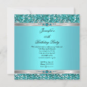 Elegant Blauwgroen Glitter Silver Diamond Pearl Bi Kaart (Voorkant)