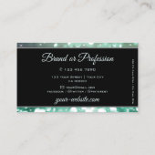 Elegant Blauwgroen glitter Sparkle Stars Black Mod Visitekaartje (Achterkant)