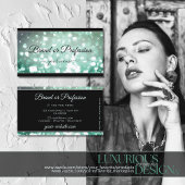 Elegant Blauwgroen glitter Sparkle Stars Black Mod Visitekaartje