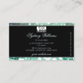 Elegant Blauwgroen glitter Sparkle Stars met Logo  Visitekaartje (Achterkant)