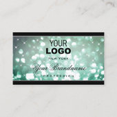 Elegant Blauwgroen glitter Sparkle Stars met Logo  Visitekaartje (Voorkant)