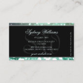 Elegant Blauwgroen Glitter Sparkle Stars Monogram  Visitekaartje (Achterkant)