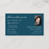 Elegant Blauwgroen Glitter Stars met Logo en Foto Visitekaartje (Achterkant)