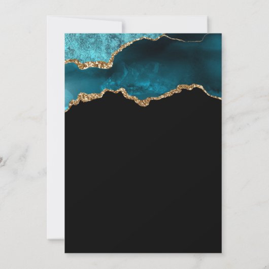 Elegant Blauwgroen Gold Agate 50th Birthday Party Kaart (Achterkant)
