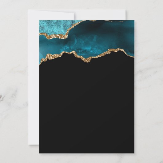 Elegant Blauwgroen Gold Agate 80th Birthday Kaart (Achterkant)