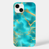 Elegant Blauwgroen Gold Aqua Blue Marble Case-Mate iPhone Case (Achterkant)