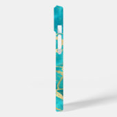 Elegant Blauwgroen Gold Aqua Blue Marble Case-Mate iPhone Case (Achterkant / Links)