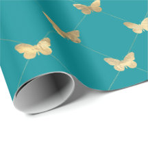 Elegant Blauwgroen Gold Butterfly Patroon