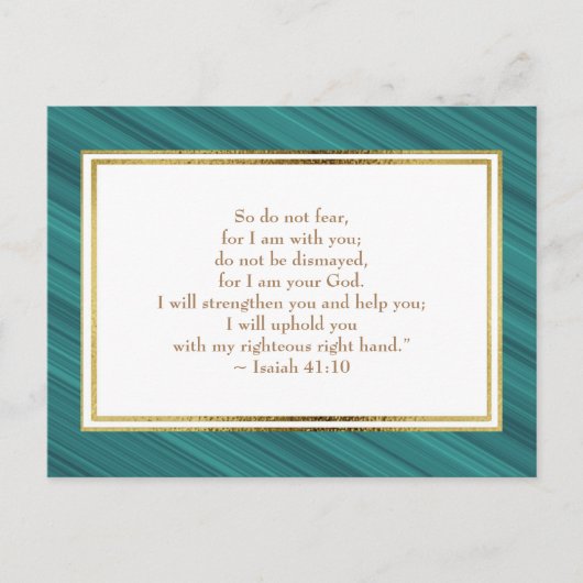 Elegant Blauwgroen Gold Christelijk Bijbel Verse B Briefkaart (Voorkant)