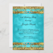 Elegant Blauwgroen Gold Damask Pearl Birthday Part Kaart (Voorkant)