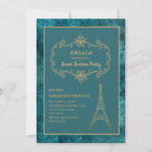 Elegant Blauwgroen Gold Eiffel Tower Sweet 16 Kaart (Voorkant)