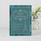 Elegant Blauwgroen Gold Eiffel Tower Sweet 16 Kaart (Staand voorkant)