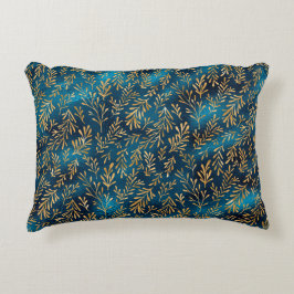 Elegant Blauwgroen Gold Floral Metallic  Stijlvol  Accent Kussen