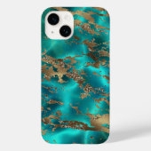 Elegant Blauwgroen Gold Gemstone Marble Case-Mate iPhone Case (Achterkant)