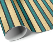 Elegant Blauwgroen Gold Glitter Striped Formele af Cadeaupapier (Rol Hoek)