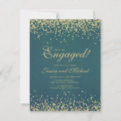 Elegant Blauwgroen Gold Glitter Wedding Engagement Kaart (Voorkant)