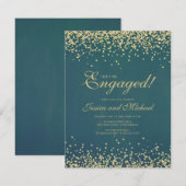 Elegant Blauwgroen Gold Glitter Wedding Engagement Kaart (Voorkant / Achterkant)