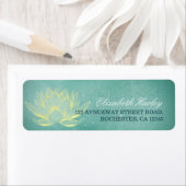 Elegant Blauwgroen Gold Lotus Yoga Mediation Instr Etiket (Insitu)