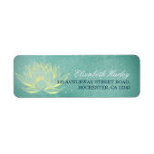 Elegant Blauwgroen Gold Lotus Yoga Mediation Instr Etiket (Voorkant)