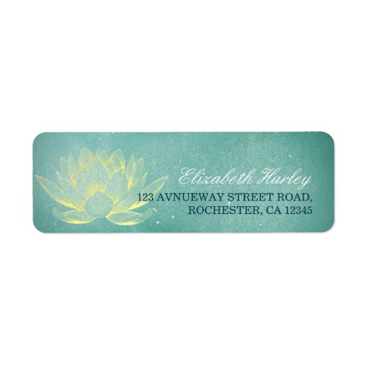 Elegant Blauwgroen Gold Lotus Yoga Mediation Instr Etiket (Voorkant)