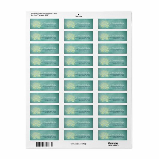 Elegant Blauwgroen Gold Lotus Yoga Mediation Instr Etiket (Full Sheet)