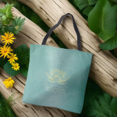 Elegant Blauwgroen Gold Lotus Yoga Mediation instr Tote Bag